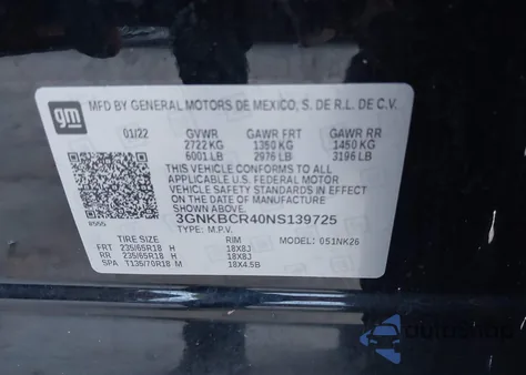 2022 Chevrolet Blazer Fwd 2Lt from USA, damaged, VIN 3GNKBCR40NS139725